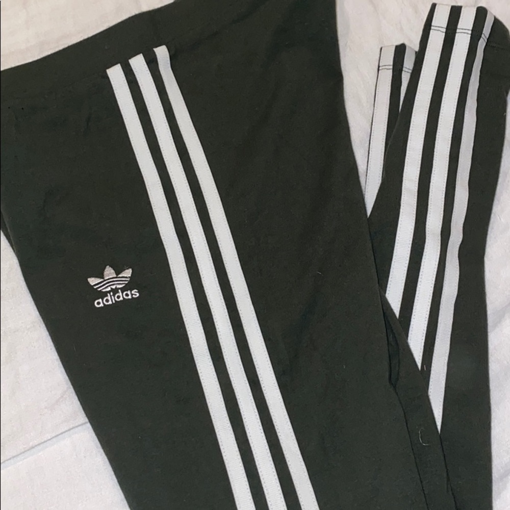 🖤ADIDAS 3-STRIPES LEGGINGS🖤Dark Olive, Sz Small